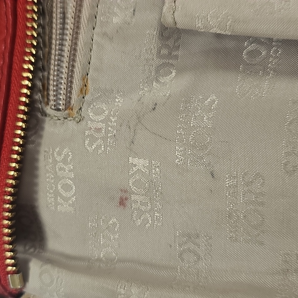 Michael Kors Red Pebbled Leather Tote - Picture 11 of 16
